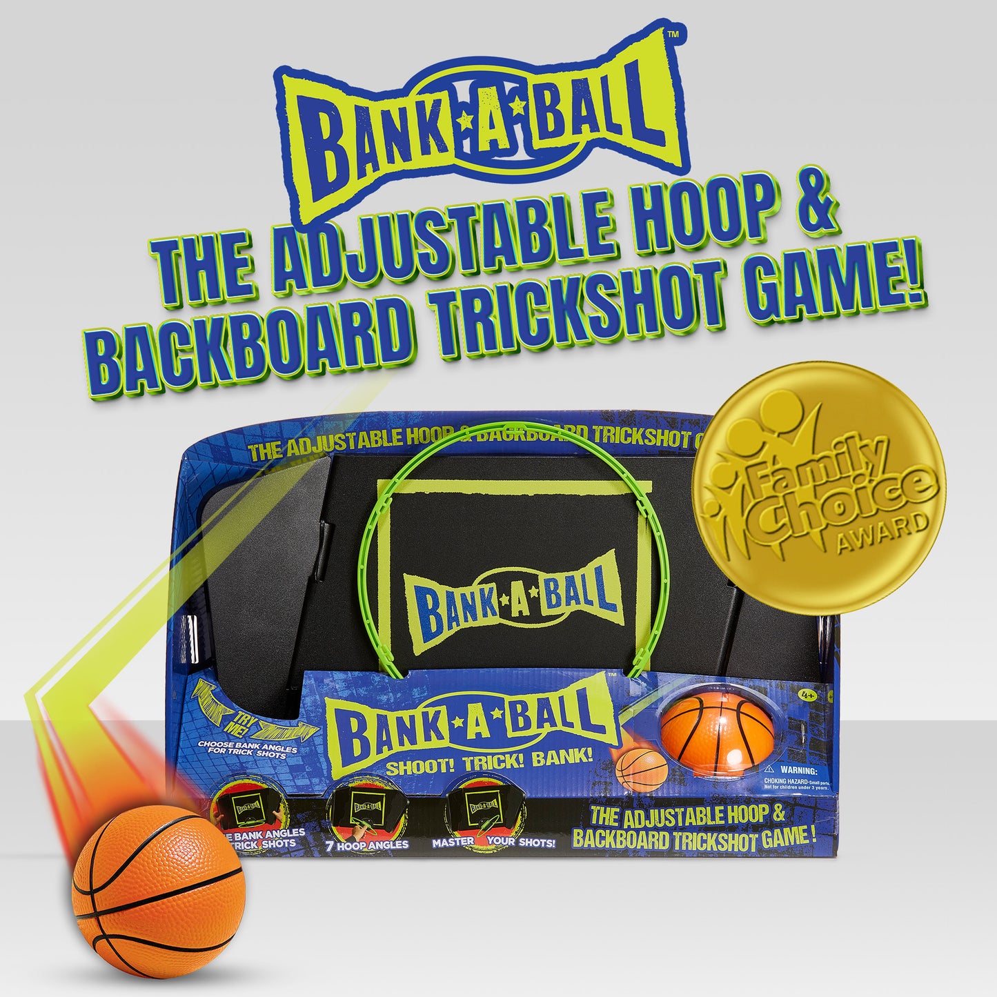 Bank-A-Ball Mini Basketball Hoop for Adults or Kids - Indoor Portable Adjustable Playing Set w/Ball - Over The Door Hoop with Adjustable Backboard & Rim for Endless Trickshot Creative Fun